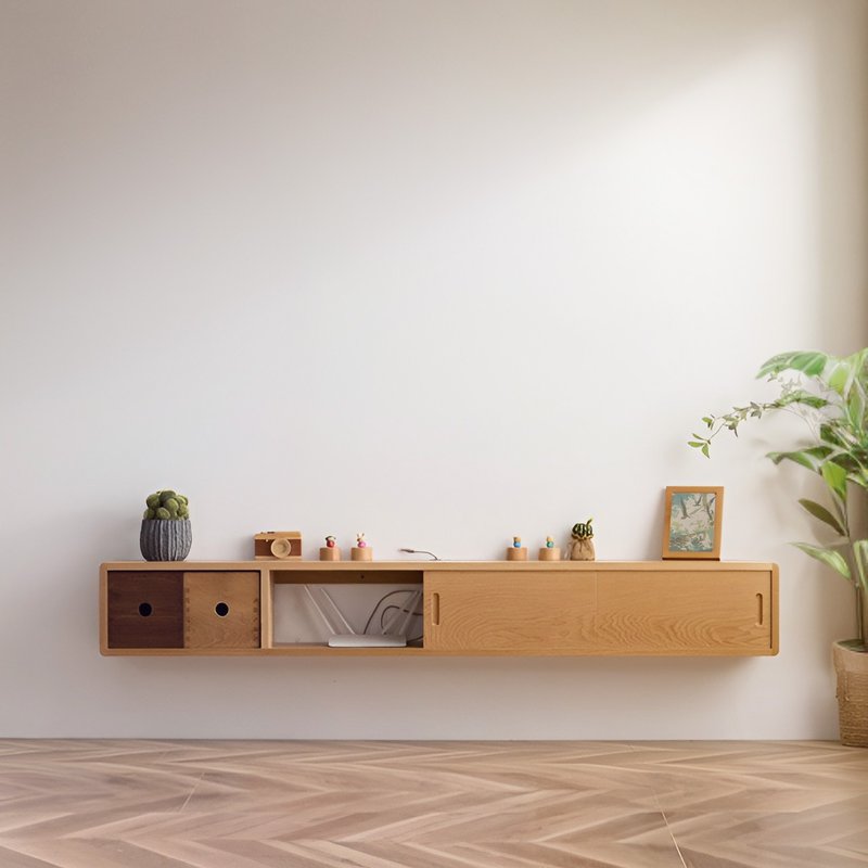 大正唯美 橡木电视柜 樱桃木 胡桃木 挂墙 职人手作 订制  257NS - 电视柜 - 木头 咖啡色