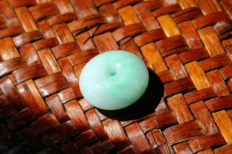 【平安扣】项链/天然翡翠玉坠/寓意平平安安/健康长寿吊坠 - 项链 - 玉石 绿色