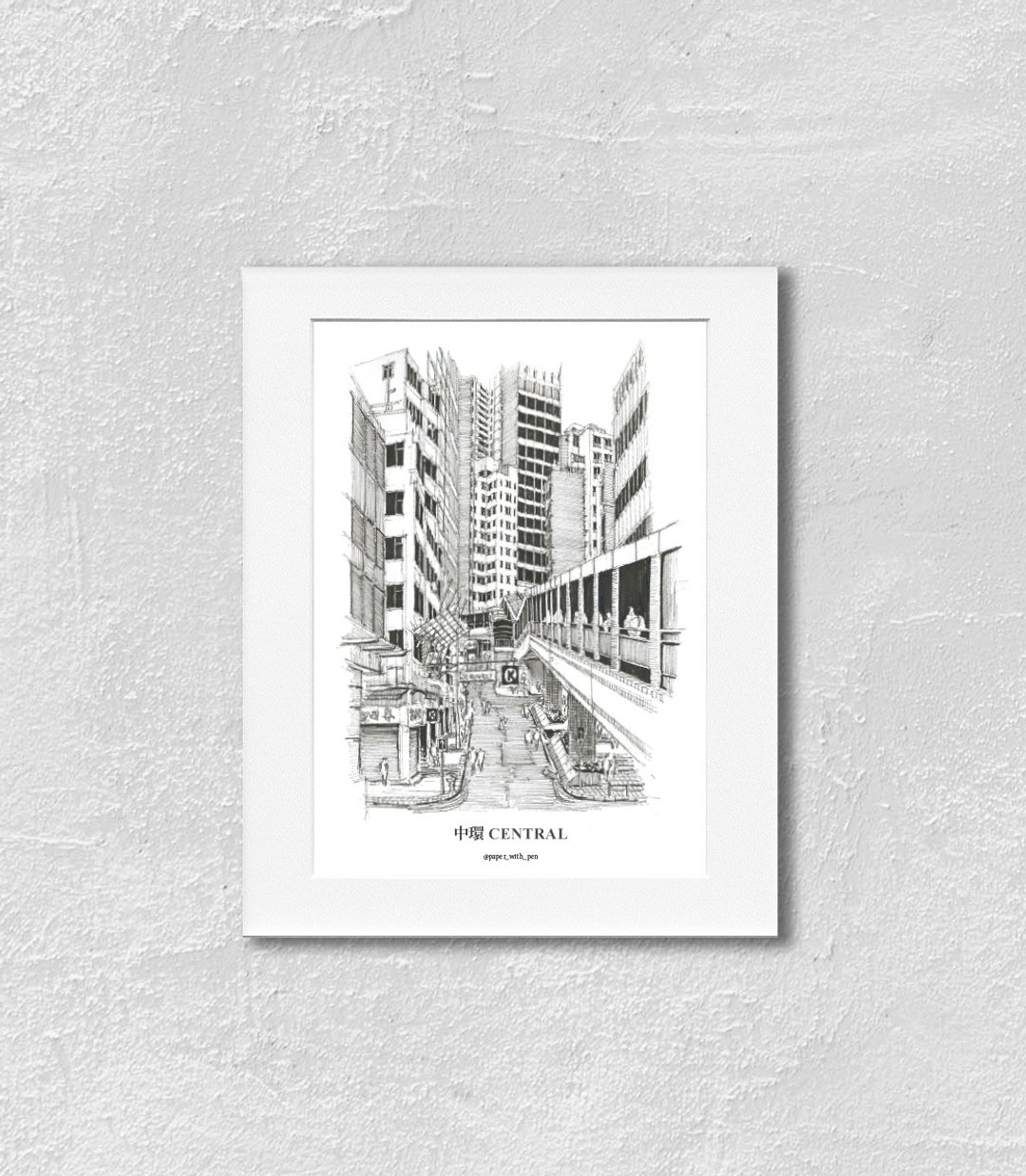 A5 香港手绘中环街景挂画 - 海报/装饰画/版画 - 纸 