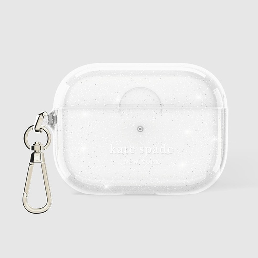 【kate spade】AirPods Pro (第1/2 代) 耳机保护壳套 闪亮银 - 耳机收纳 - 其他材质 透明