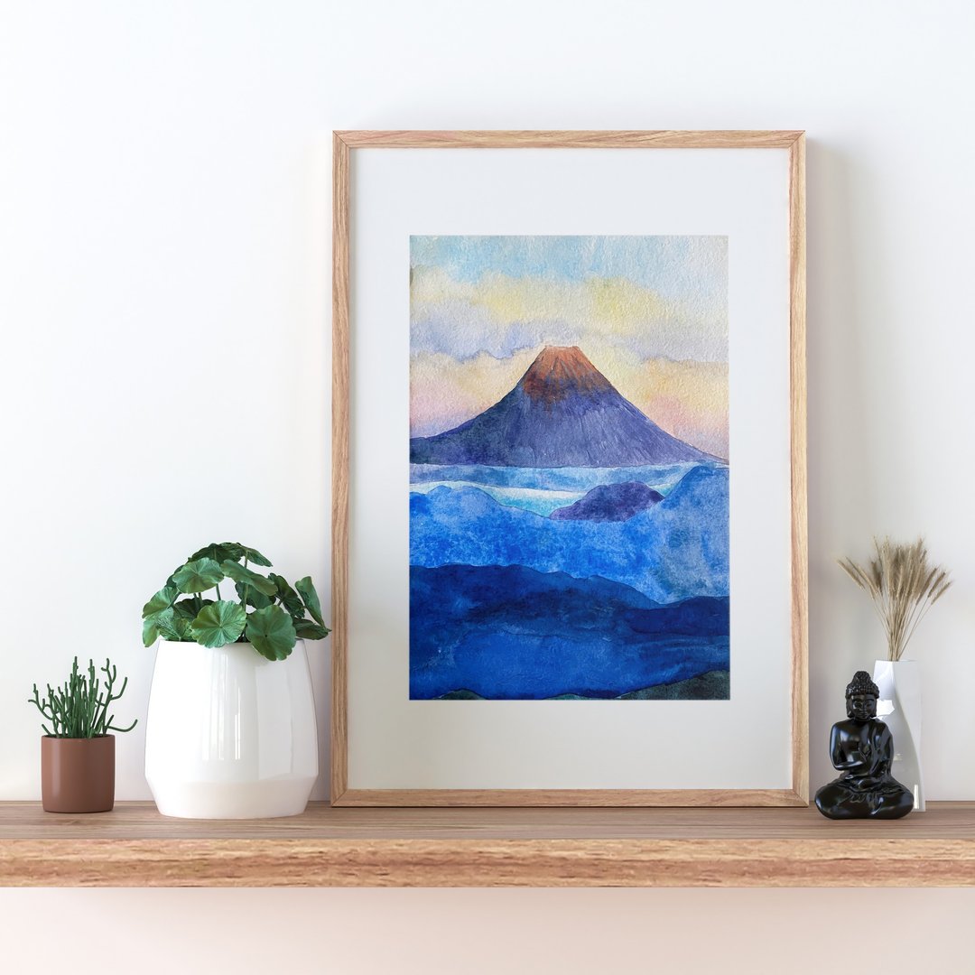 抽象画 • 绵延的山顶 -家居布置/山景/民宿挂画 - 海报/装饰画/版画 - 纸 蓝色