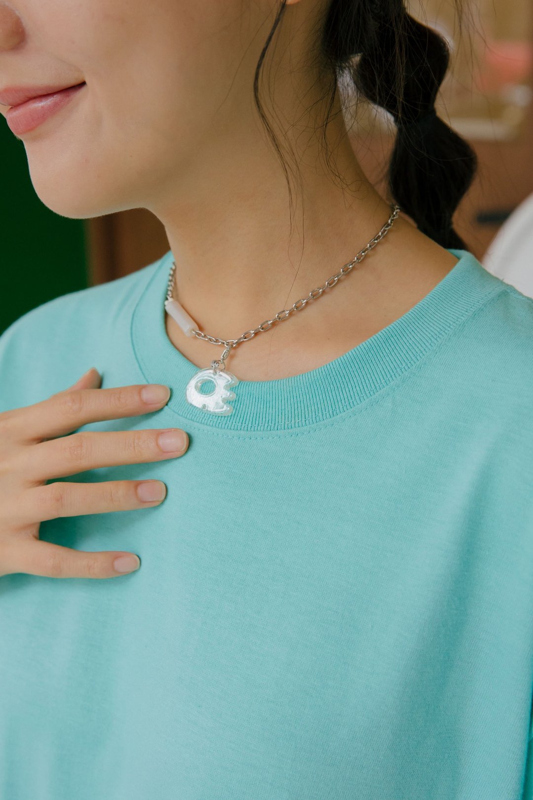 April Necklace 镀银链 磁吸扣 坠饰可拆/自由移动 - 项链 - 不锈钢 