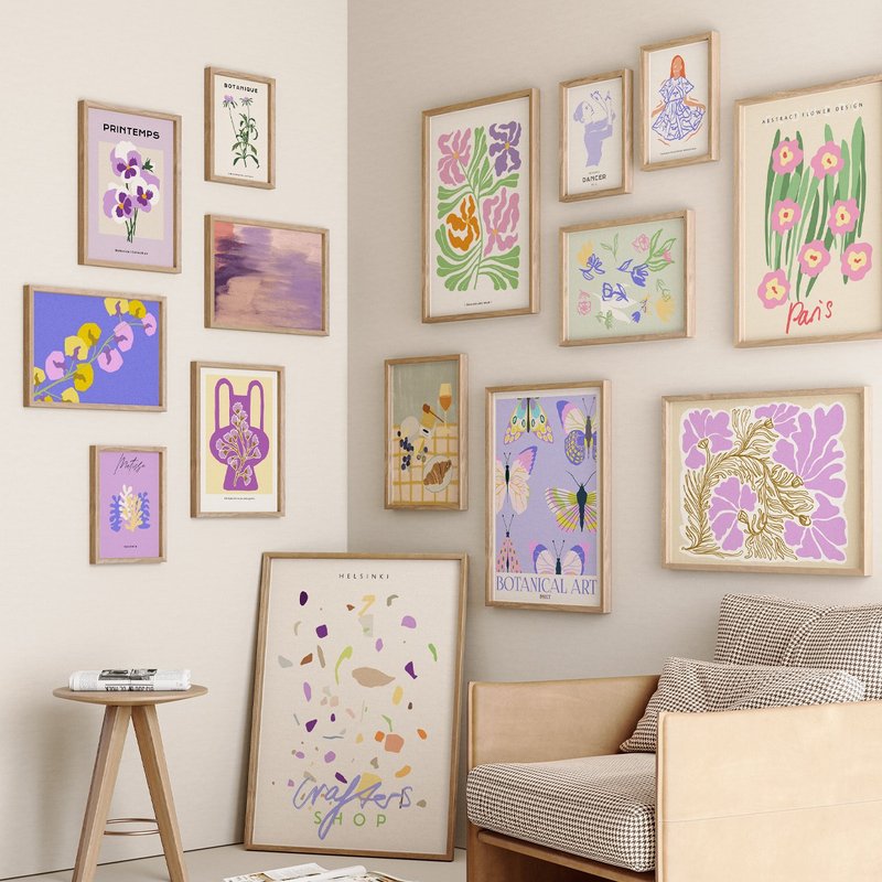VIOLET - 粉色系画廊墙 x18 挂画装饰 插画 海报 居家布置 - 电子手绘真人画像/绘画/插画 - 其他材质 
