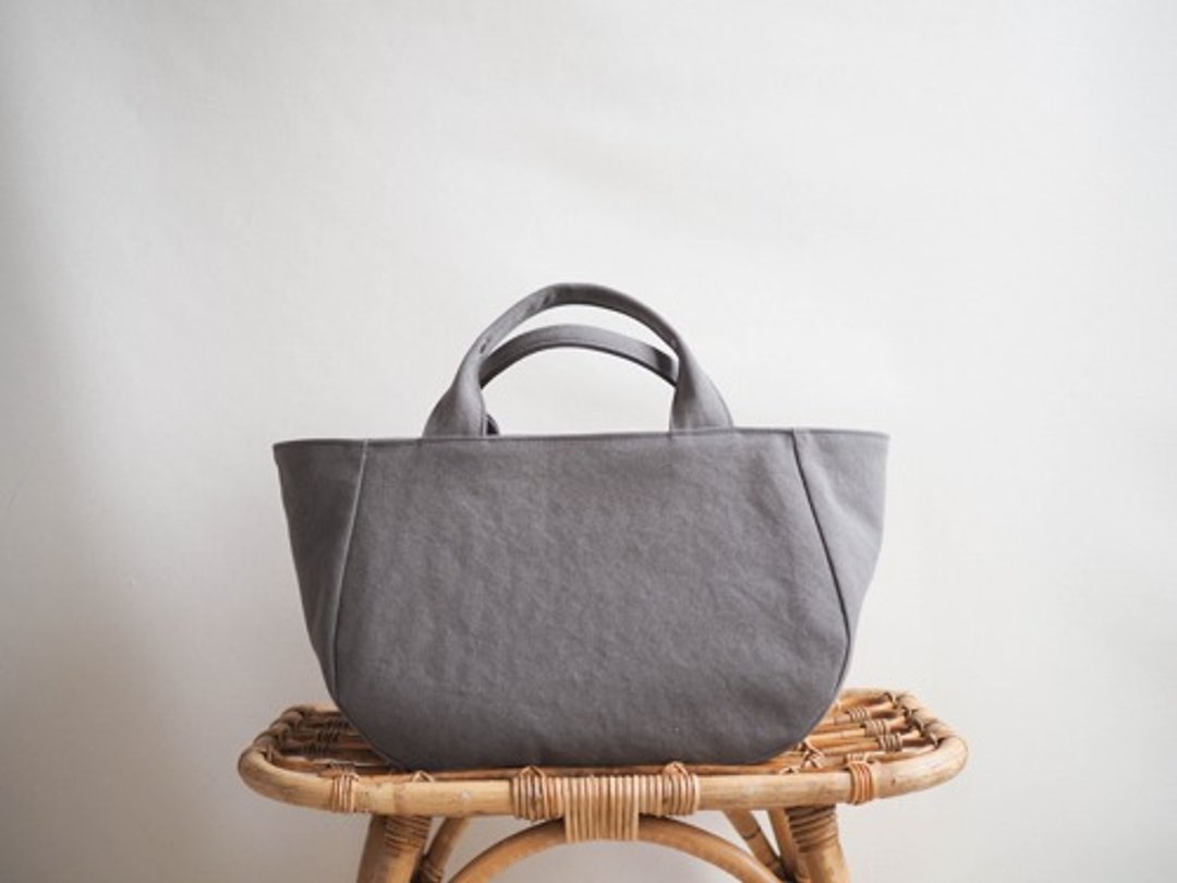 Made to order Round tote with lid M Elephant skin - 手提包/手提袋 - 棉．麻 灰色