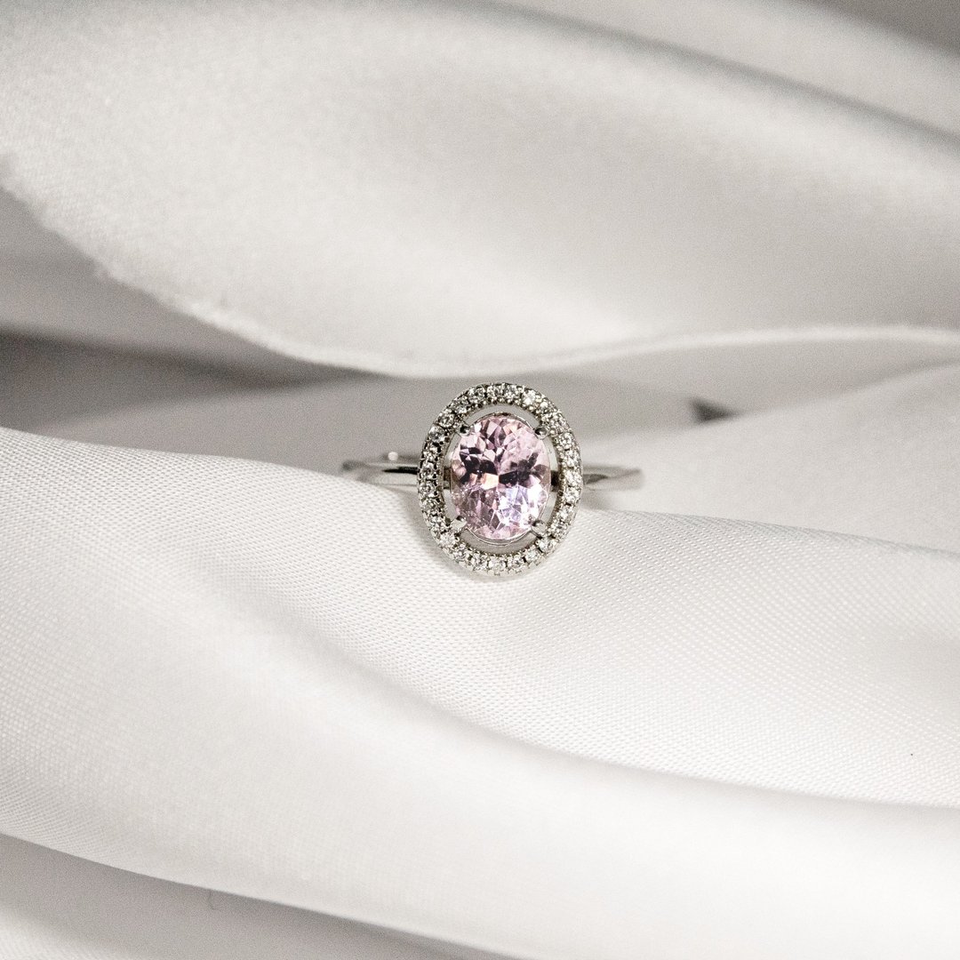 孔赛石 2月生日石  纯银戒指 - 戒指 - 宝石 粉红色