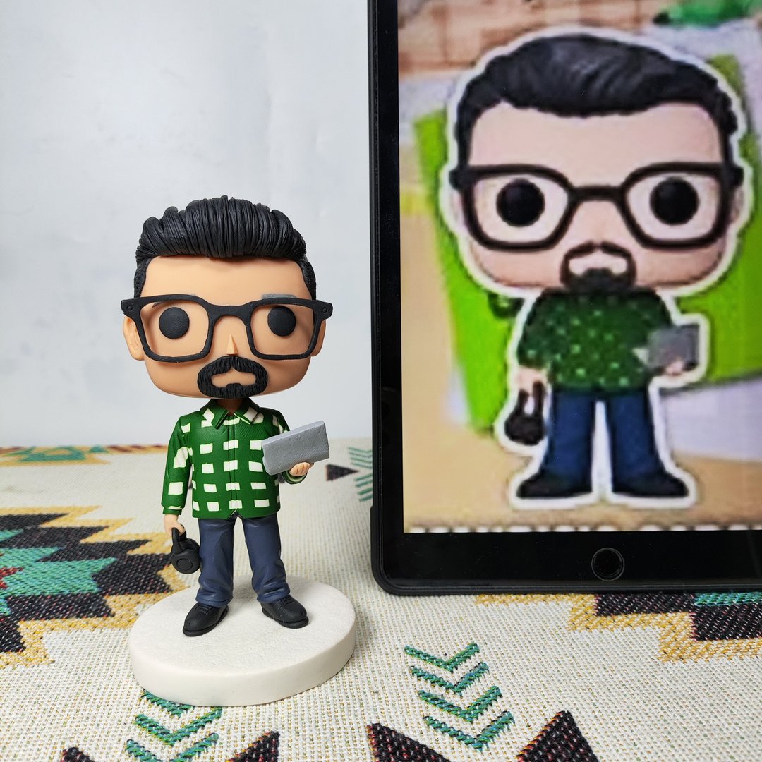 纯手工定制美国Funko Pop 自画肖像公仔娃娃男朋友老公生日礼物 - 玩偶/公仔 - 粘土 多色