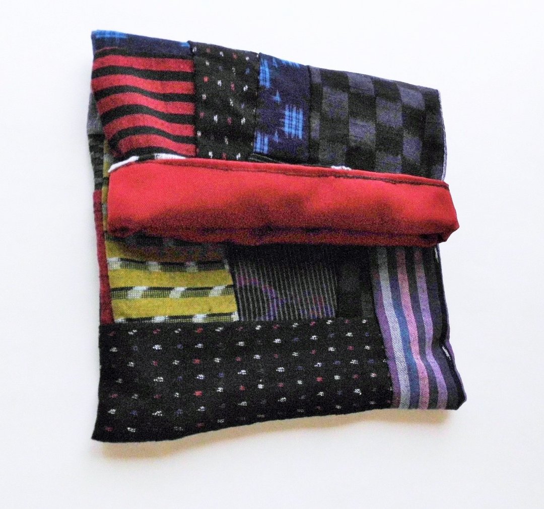 Kurume Aya's slim patchwork pouch_5 - 化妆包/杂物包 - 棉 红色