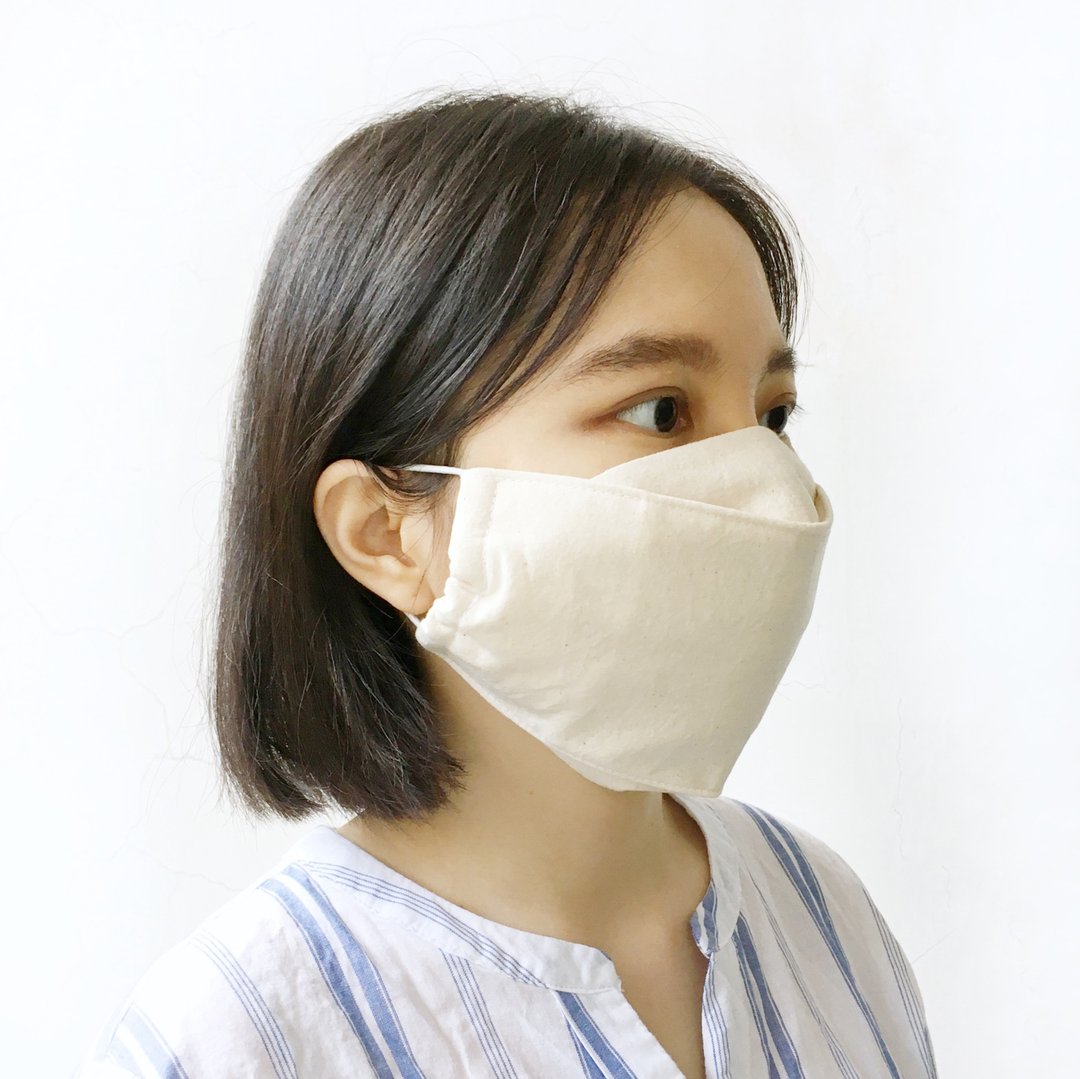 可替换滤材 立体布口罩 纯棉二重纱 原色 成人/儿童/幼儿 - 口罩 - 棉 卡其色