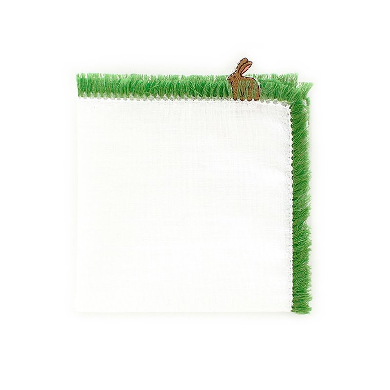 草丛兔子 白色 手帕 41×41cm 100%纯棉 日本制 礼物 - 手帕/方巾 - 棉 白色