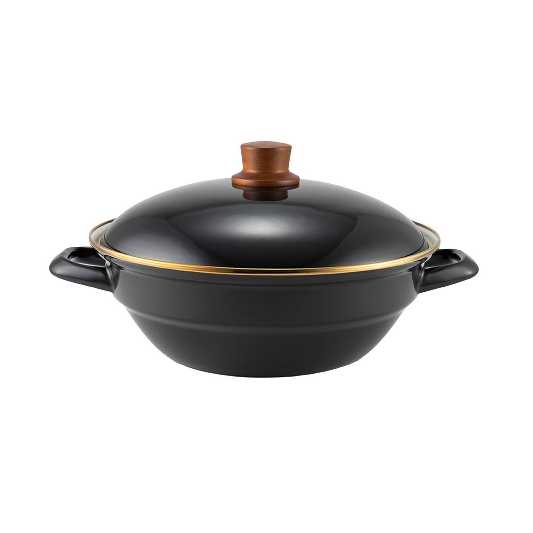 DONABE 双耳附盖珐琅火锅 黑色 27cm - 厨房用具 - 珐琅 黑色