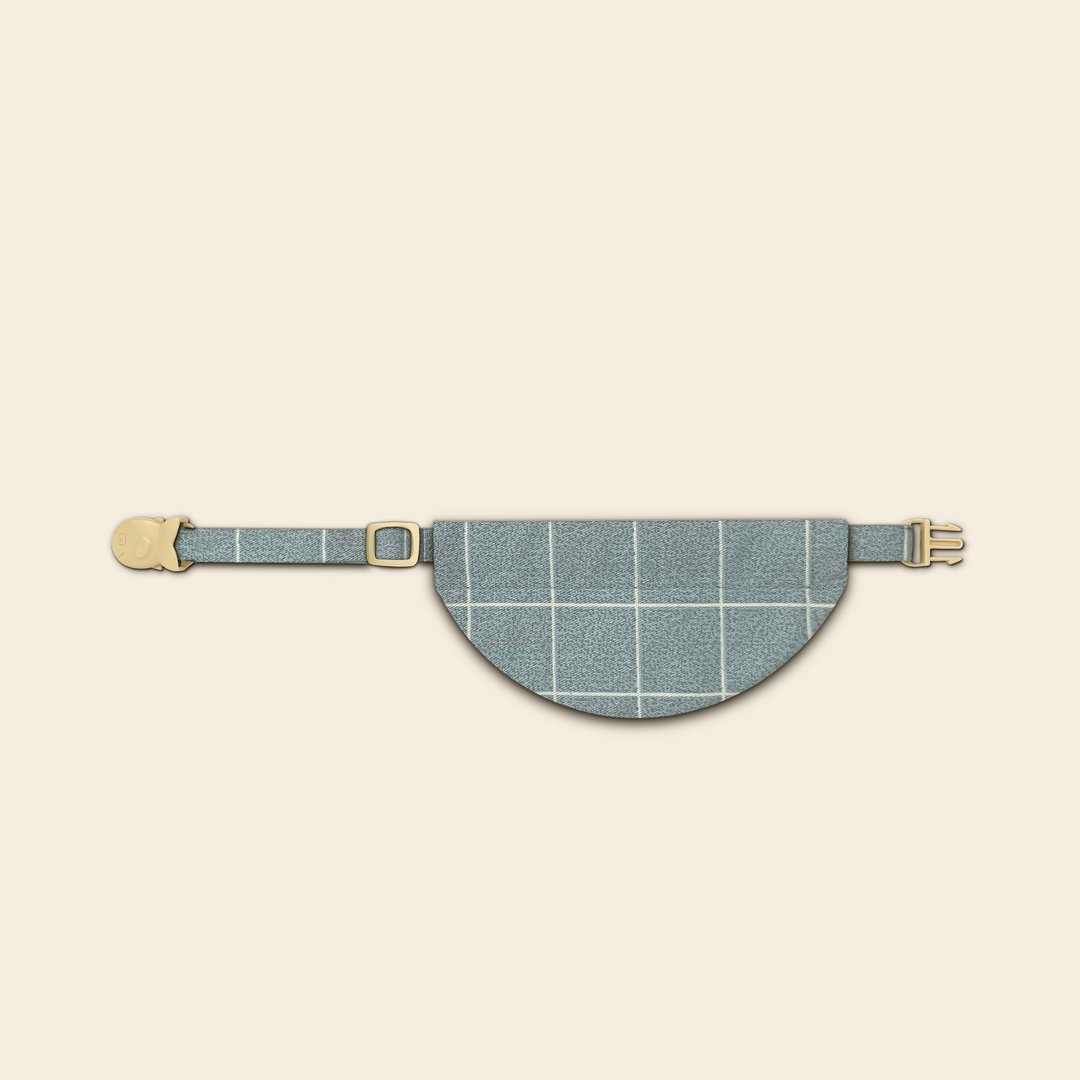简约手工定制猫咪项圈 | Blue Half Moon Bandana Cat Collar - 项圈/牵绳 - 棉 蓝色