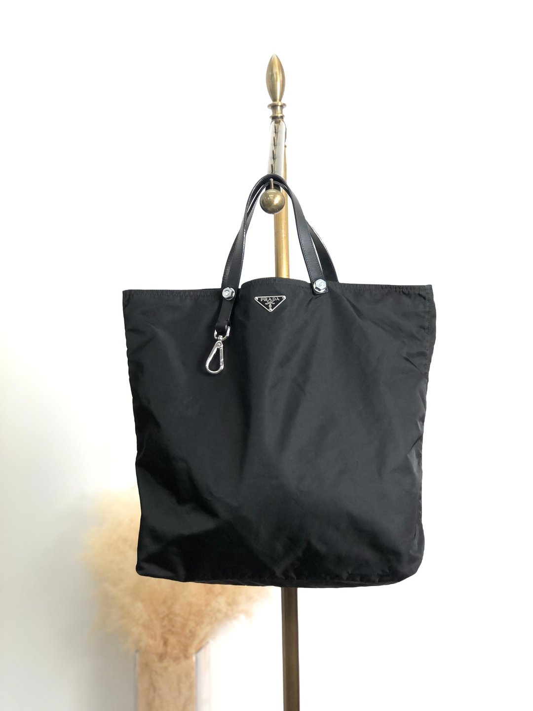 【 日本直送 名牌中古包 】PRADA 普拉达 托特包 黑色 三角 Logo 尼龙 VA0479 vintage i2tjbe - 手提包/手提袋 - 尼龙 黑色