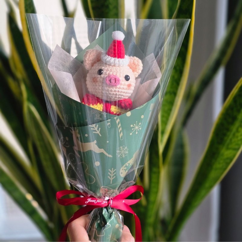 圣诞玩偶花束 共4款 毛线玩偶花束 圣诞礼物 圣诞纪念品 交换礼物 - 干燥花/捧花 - 棉．麻 