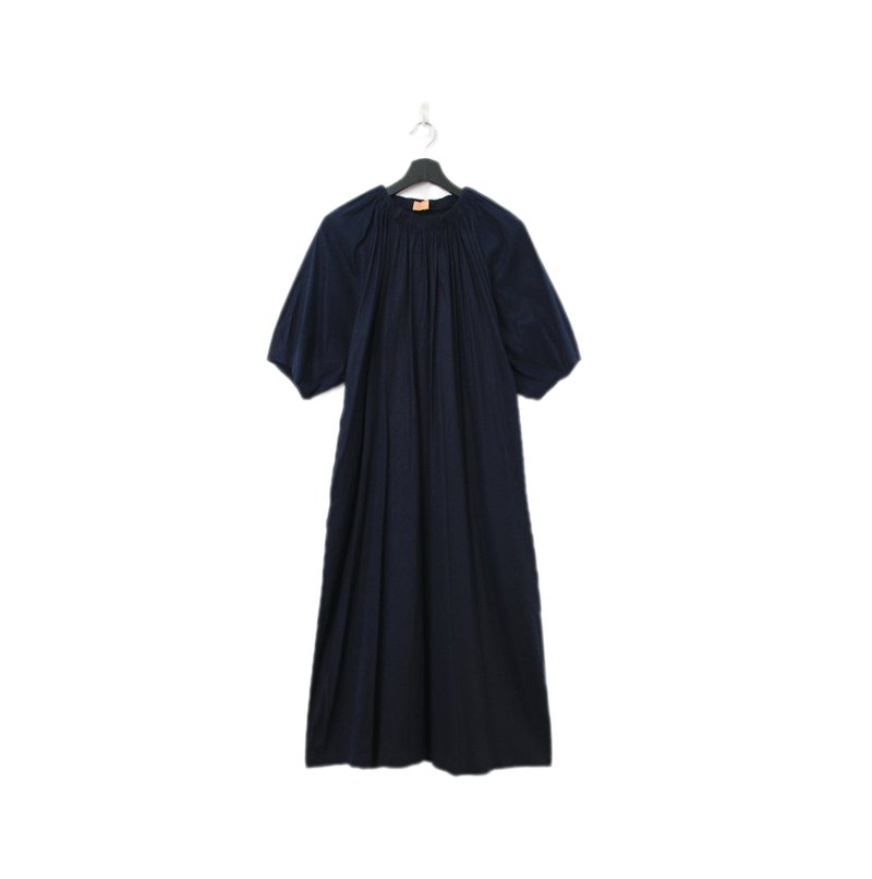 Back to Green-复古长洋装 深蓝 多穿法Ls-41//vintage dress - 洋装/连衣裙 - 棉．麻 