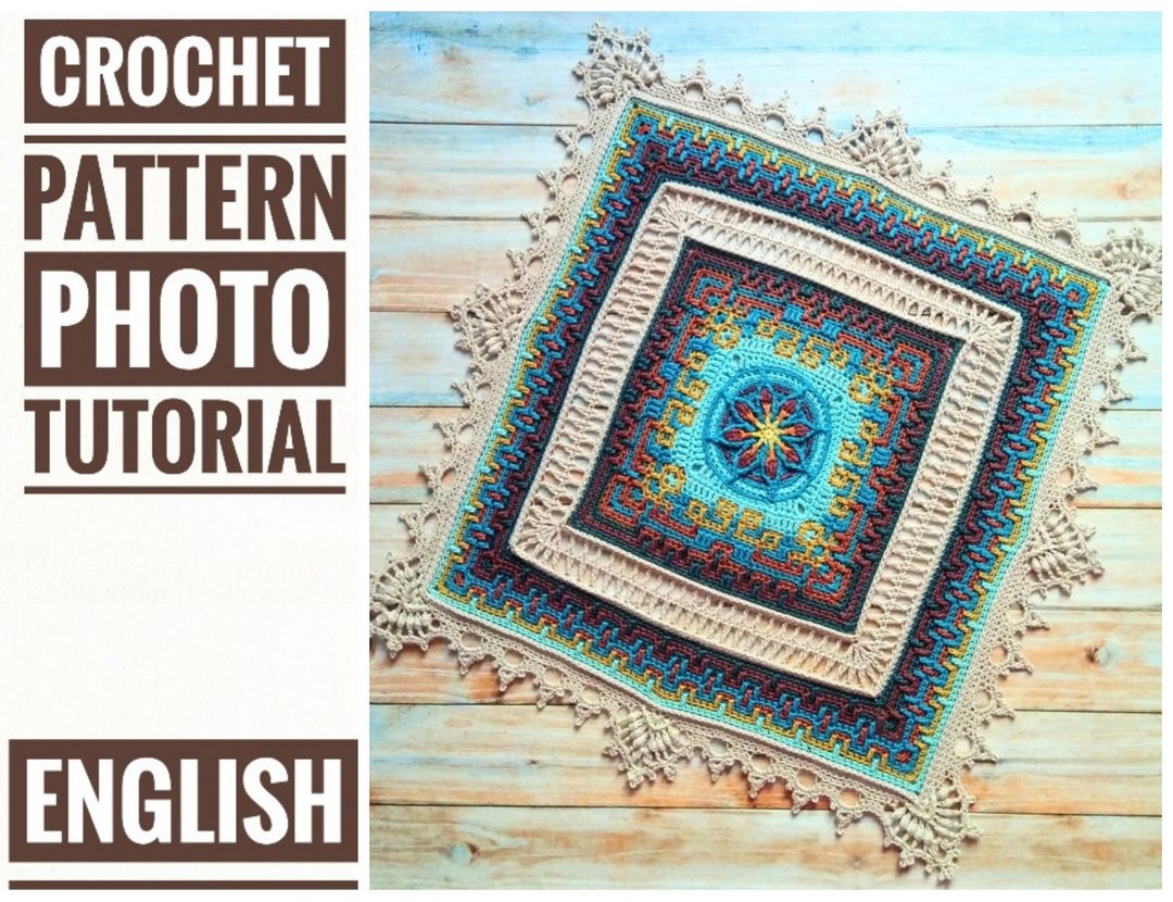 Digital Download PDF Pattern Phototutorial Senez overlay mosaic square doily - 餐垫/桌巾 - 棉．麻 多色