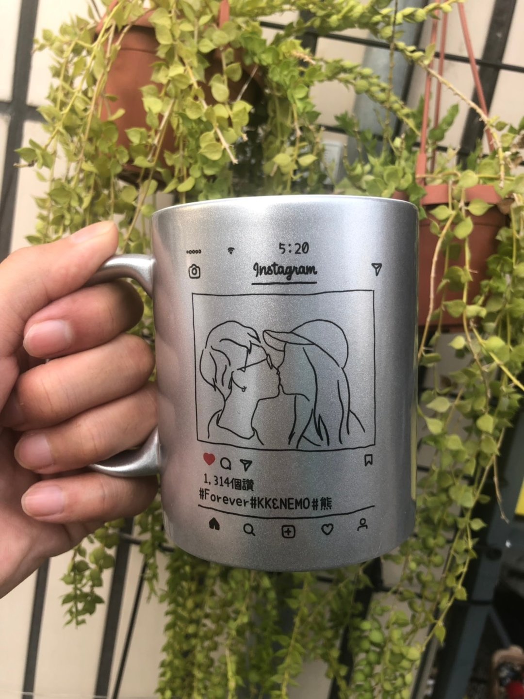 IG回忆纪念线条马克杯 情侣对杯 定制化礼物 手绘杯子 金杯银杯款 - 其他杯子 - 不锈钢 透明