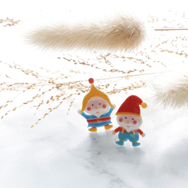 小矮人精灵耳环 - 耳环/耳夹 - 塑料 红色