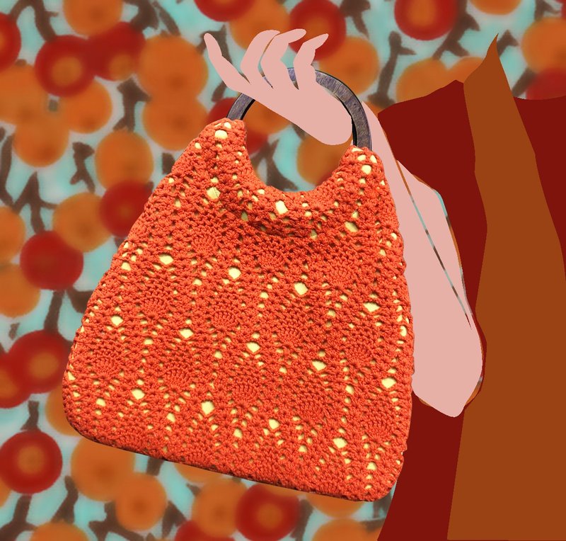 编织包/ 手工钩针 钩针包 手提袋 编织包 提袋 复古包 托特 网袋 - 手提包/手提袋 - 棉．麻 