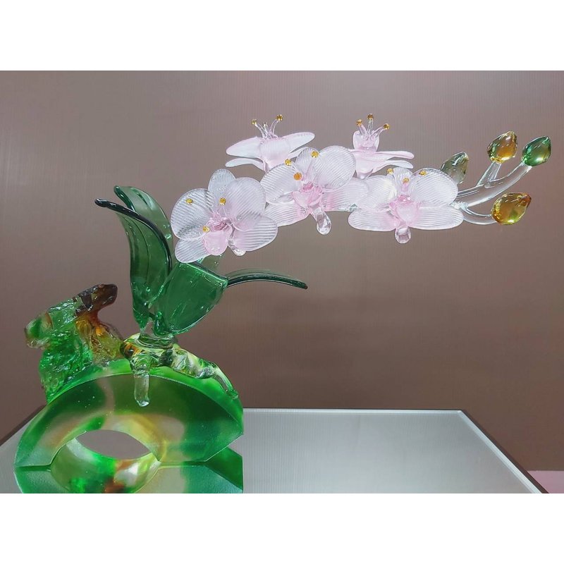 琉璃 台湾蝴蝶兰 升迁礼物 退休礼物 开幕送礼 新婚礼物 新居送礼 - 摆饰 - 其他材质 金色