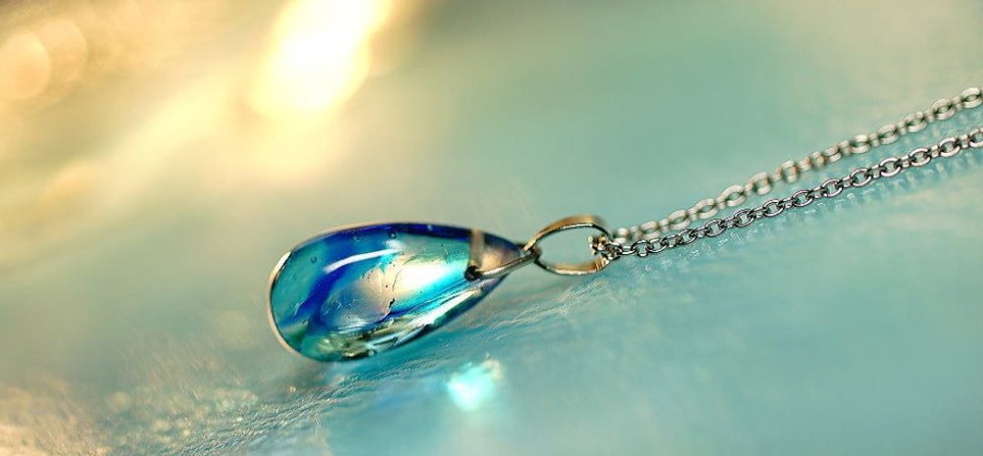 [Made to order] Angel's Blue tear - 项链 - 玻璃 蓝色