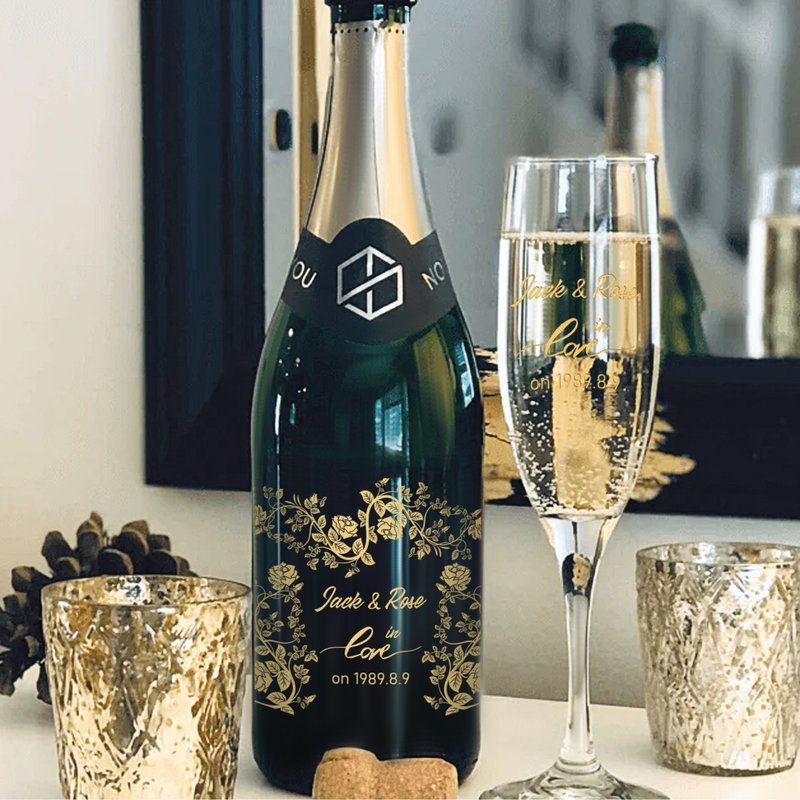 纪念日礼物 |情侣礼物定制文字名字无酒精香槟单支双杯 结婚周年 - 果汁/蔬果汁 - 玻璃 