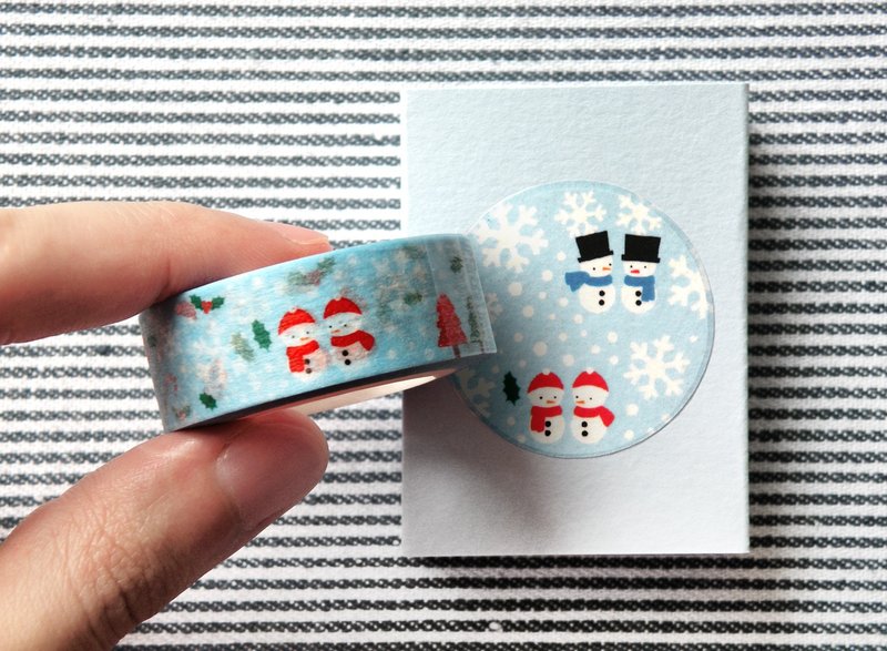 雪花雪人纸胶带 - 纸胶带 - 纸 蓝色