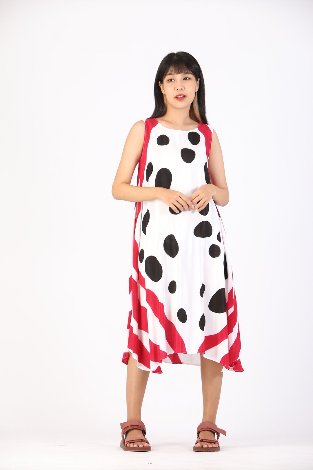 Dress Hand Paint Soft Cotton Silk for Yoga Vacation Holidays - 洋装/连衣裙 - 棉 白色