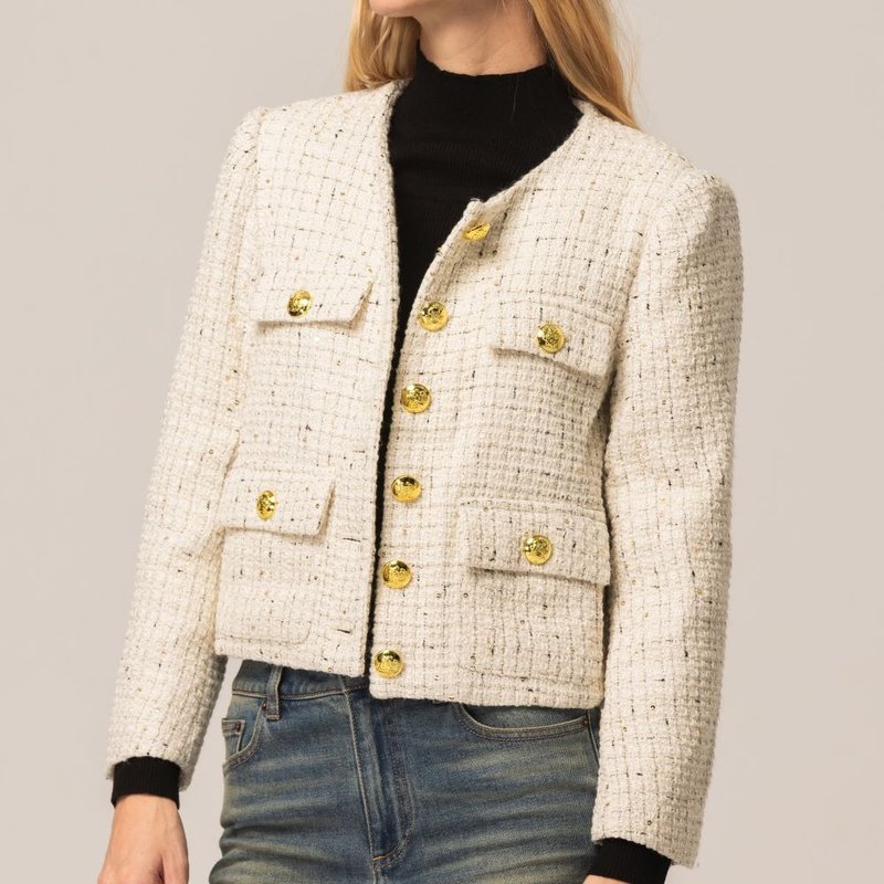 小香风优雅短版外套   白 - 女装休闲/机能外套 - 羊毛 白色