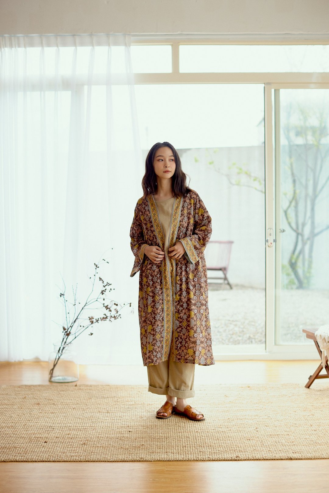印度棉长罩衫_大地之花 - 女装休闲/机能外套 - 棉 咖啡色