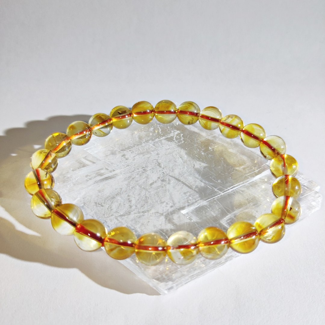 双色黄水晶 Citrine 8mm 10mm 11mm 马达加斯加 - 手链/手环 - 水晶 黄色