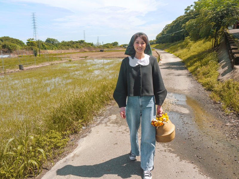 Missa 方领开襟黑色短版小外套 - 女装休闲/机能外套 - 棉．麻 黑色