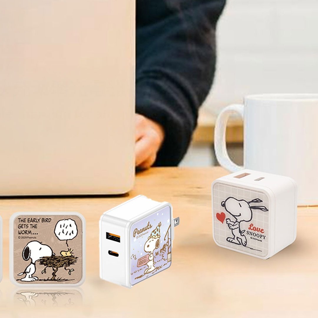 SNOOPY 史努比 夹心玻璃 PD 40W 充电器 充电头 USB-C + USB 1C1A - 手机配件 - 其他材质 多色