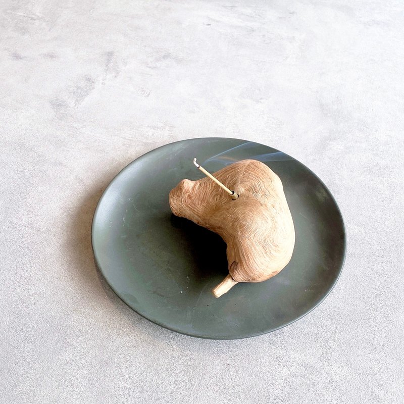 树根和黄铜香插座 - 香薰/精油/线香 - 木头 咖啡色