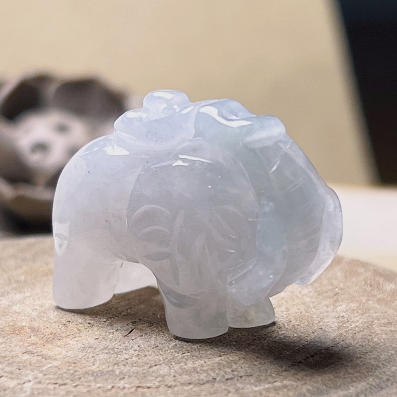 冰种翡翠大象 | 天然A货翡翠 | 送礼 - 金工/饰品 - 玉石 透明