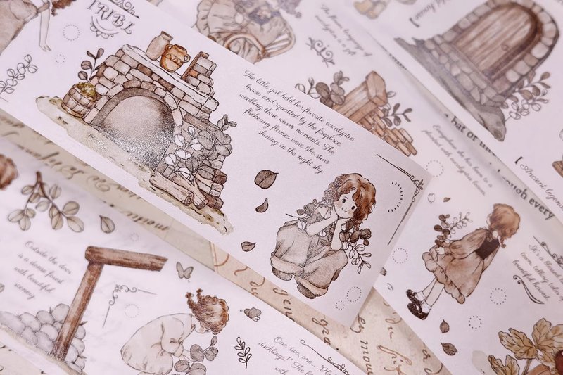 小镇秘语 新版本  轻复古盐系人物和纸PET切模手帐胶带 - 纸胶带 - 纸 卡其色