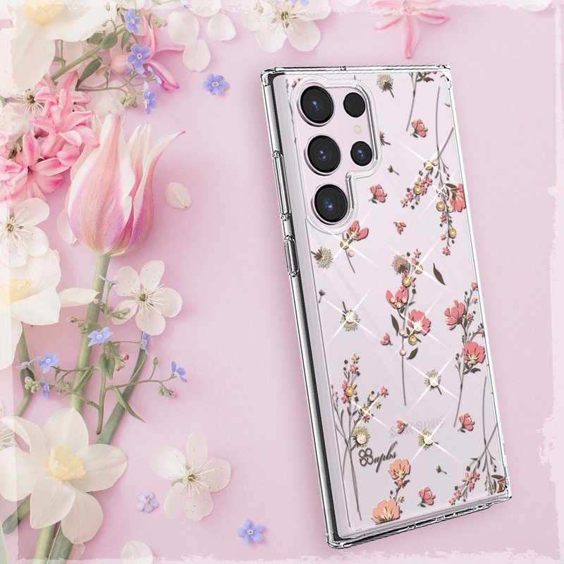 Samsung S25/S24/S23/S22 轻薄军规防摔水晶彩钻手机壳-月见花 - 手机壳/手机套 - 其他材质 多色