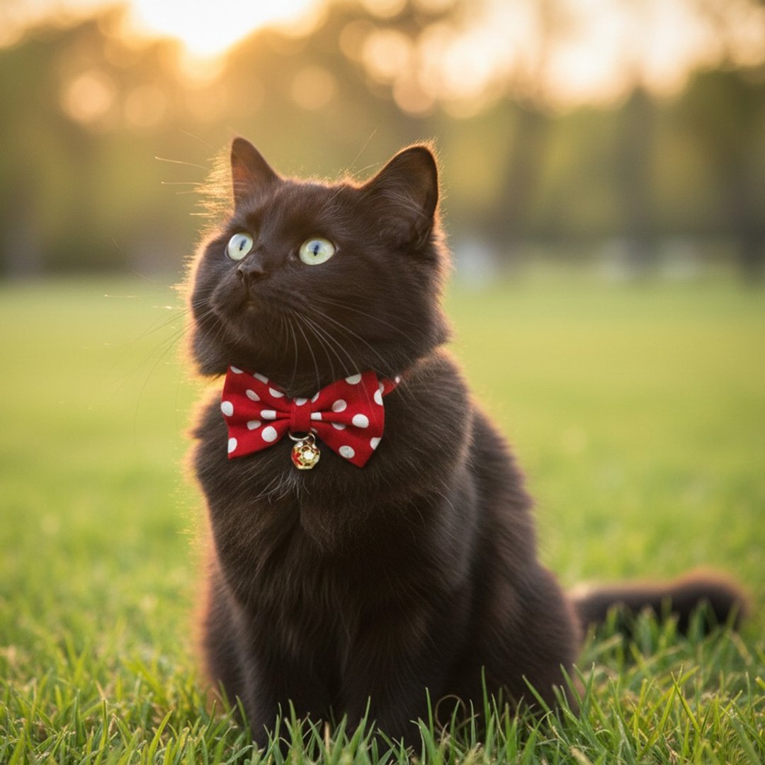 红色点点款 蝴蝶结宠物装饰项圈 猫咪 小型犬 迷你犬 - 项圈/牵绳 - 棉 红色