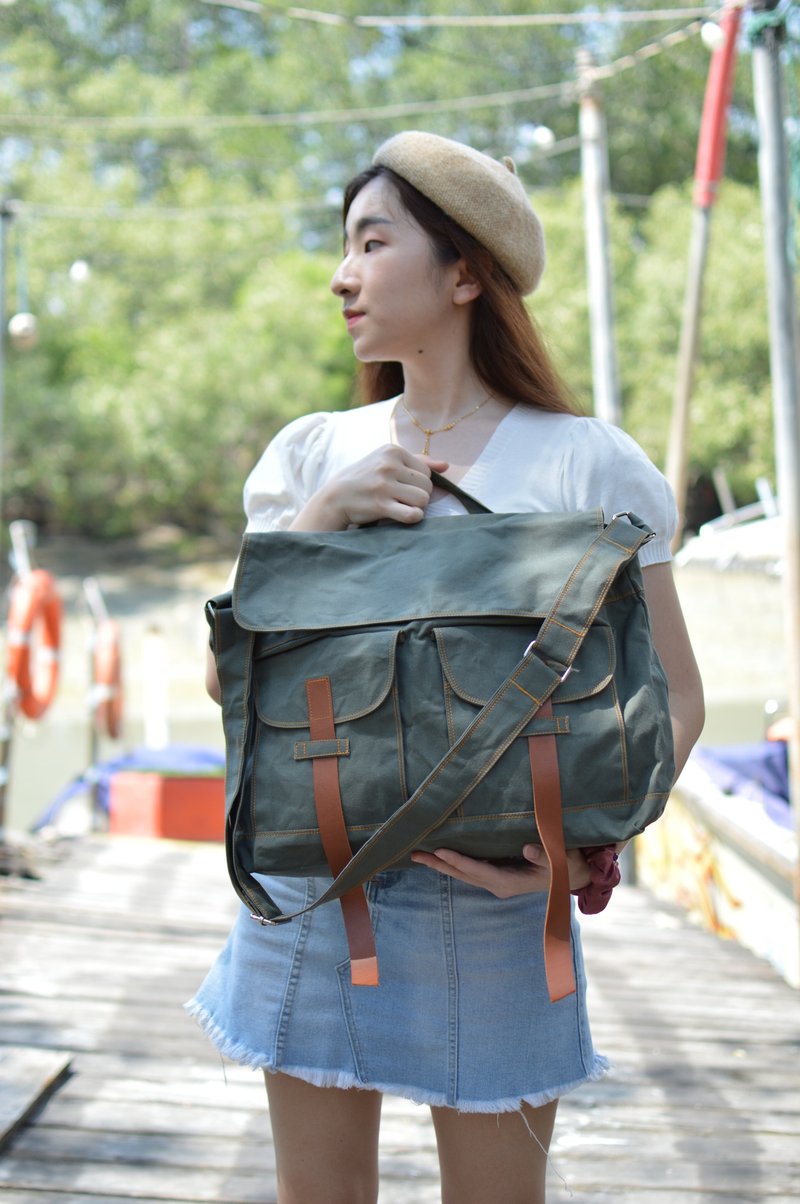 防水大容量斜肩包 笔电包 旅行斜背包-麦肯思(no.104)烟熏绿色 - 侧背包/斜挎包 - 防水材质 绿色