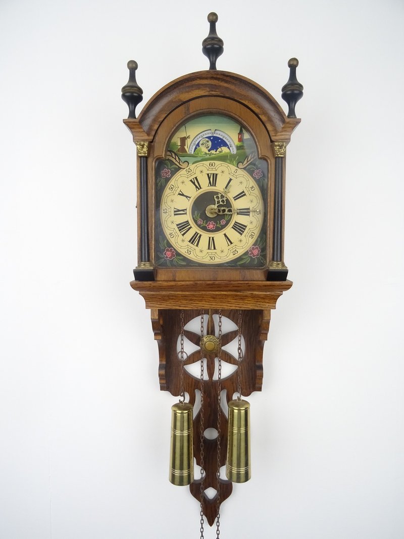 Antique Vintage Friesian Dutch Wall Clock 8 day (Warmink Wuba era) - 时钟/闹钟 - 木头 咖啡色