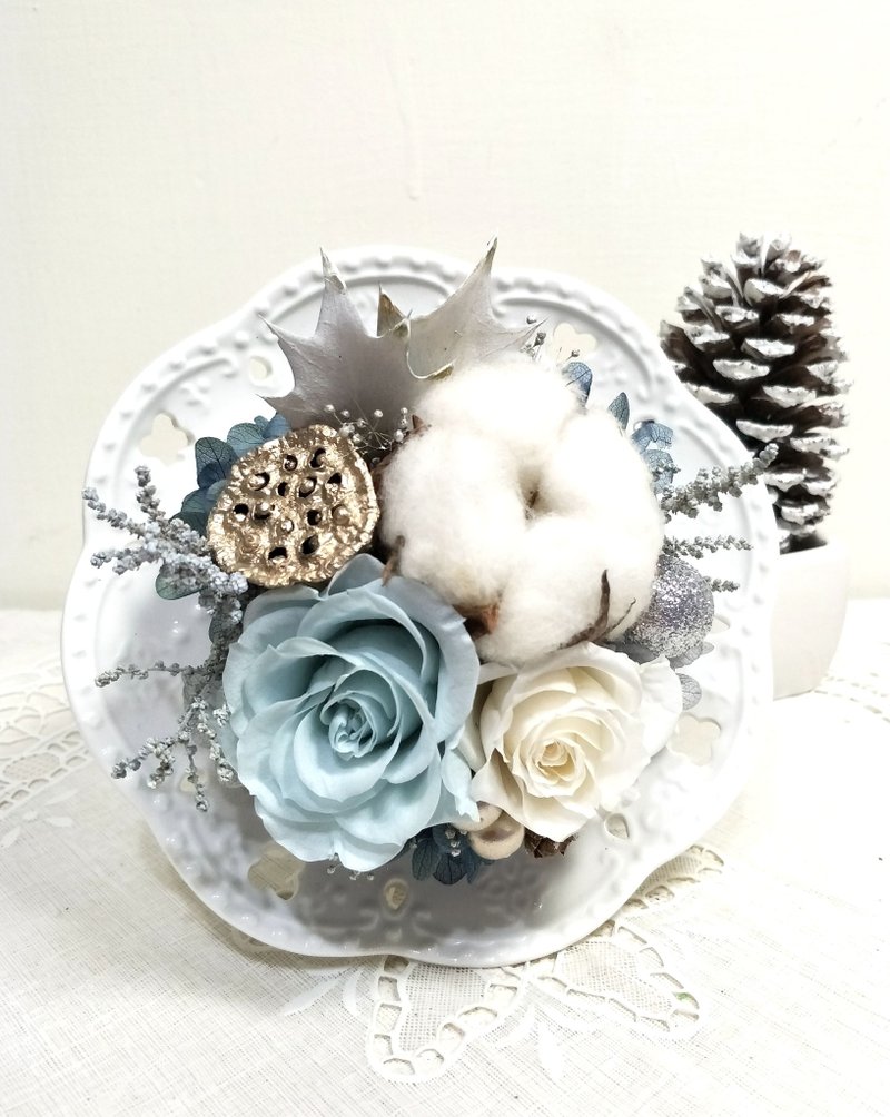 l 银色耶诞  玻璃罩桌花 l*圣诞节*耶诞节*Merry X'mas*装饰 - 植栽/盆栽 - 植物．花 