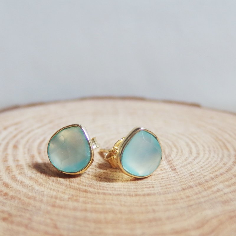 免邮优惠：绿玉髓 水滴形耳环 | 18K镀纯银 - 耳环/耳夹 - 纸 黄色