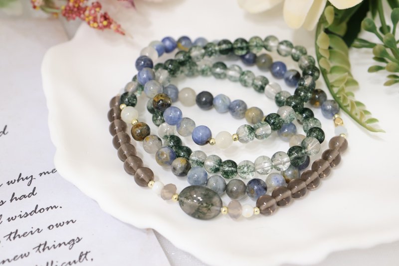 【108颗念珠系列】绿幽灵+蓝晶石+冰曜石 念珠多圈手串 - 手链/手环 - 水晶 多色