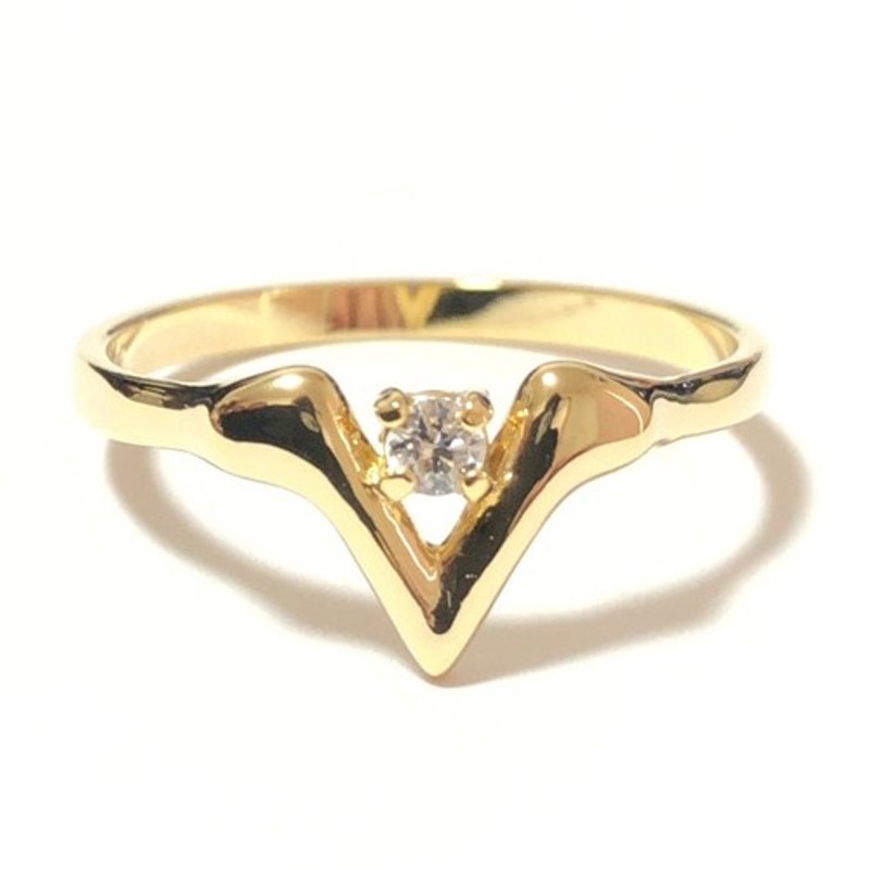V Design Ring (可作为尾戒) - 戒指 - 其他金属 金色