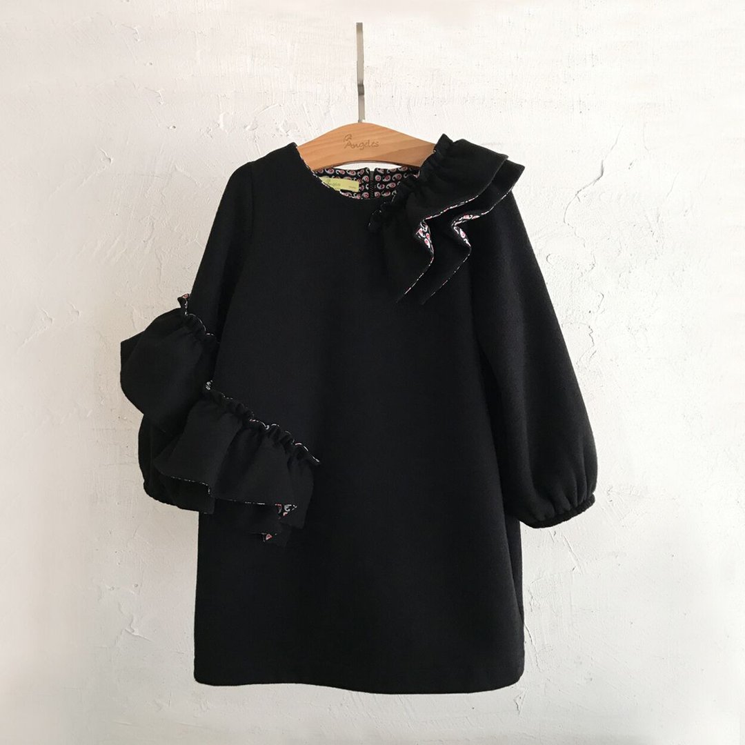Cineraria荷叶刷毛洋装 - 童装礼服/连衣裙 - 棉 