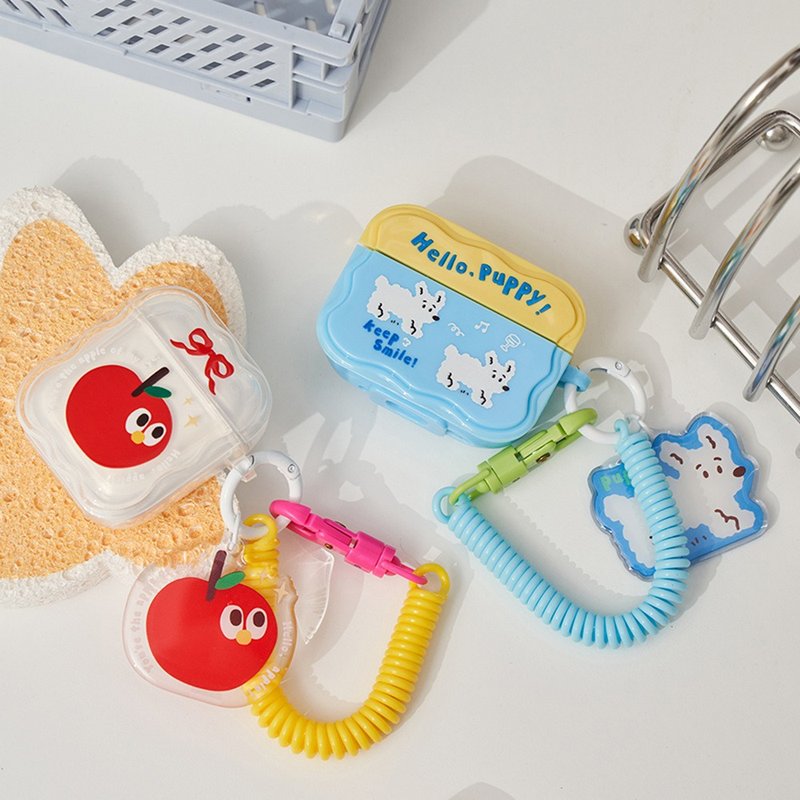 出游系列白狗红苹果耳机壳  苹果AirPods pro耳机盒保护套 - 耳机收纳 - 其他材质 