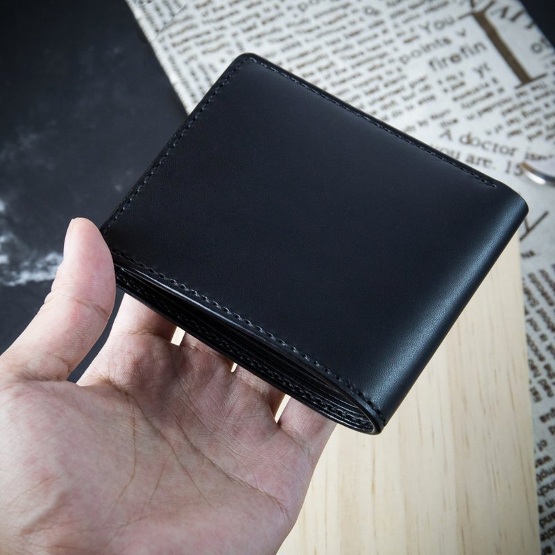 【定制化礼物】【皮夹、银包】全黑 意大利植鞣皮 定制化刻字 - 皮夹/钱包 - 真皮 多色