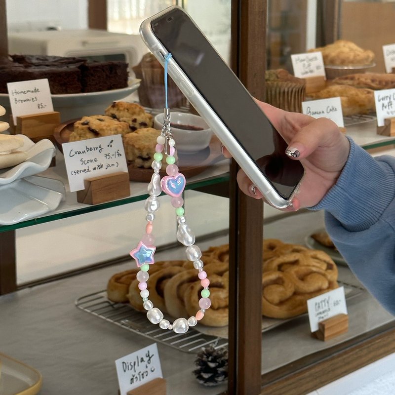 糖果心星手机带（手机支架） - 挂绳/吊绳 - 其他材质 