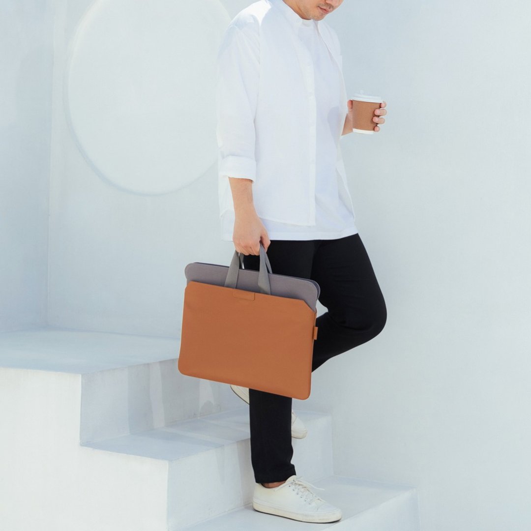 Urban-Laptop Sleeve/Laptop Bag : Tan/Grey - 电脑包 - 真皮 灰色