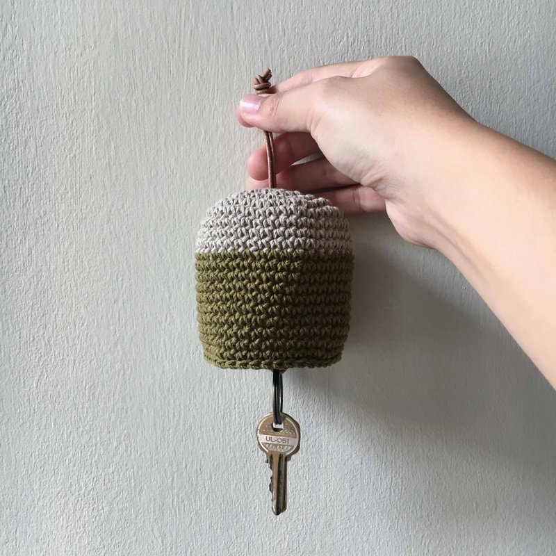 简约编织钥匙套・大・卡其军绿 - 其他 - 棉．麻 多色