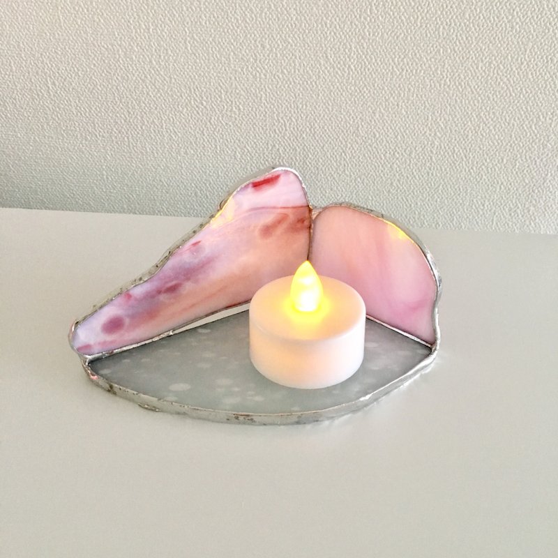 LED Light Holder Candle Night Pink Glass Bay View - 蜡烛/烛台 - 玻璃 粉红色
